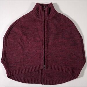 Banana Republic Wool Alpaca Zip Up Cape Sweater Burgundy Minimalist Quiet Luxury